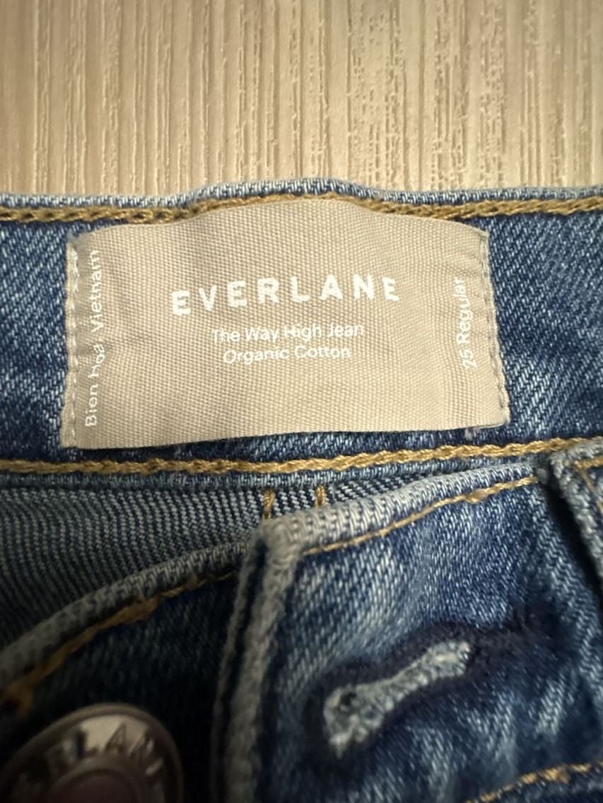 Everlane The Way High Jean Size 25 Regular Straight Leg Denim Jeans Raw Hem 4