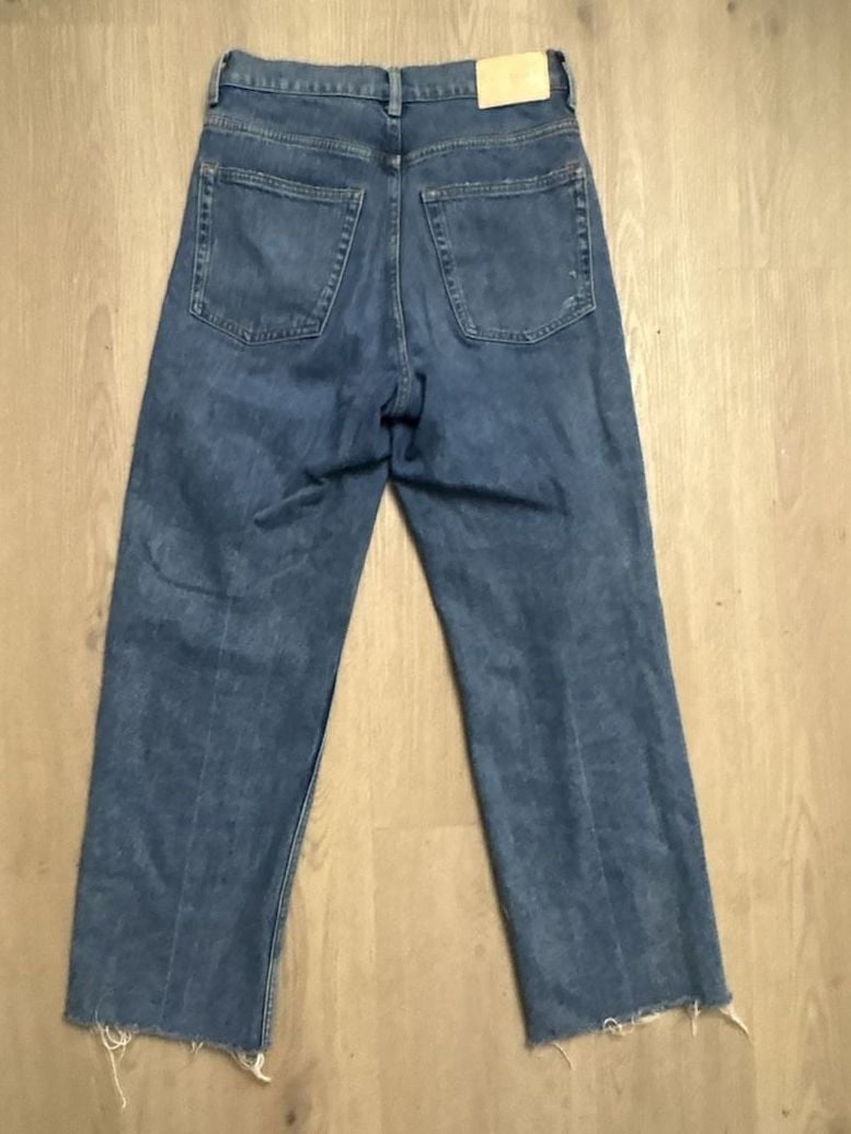Everlane The Way High Jean Size 25 Regular Straight Leg Denim Jeans Raw Hem 5