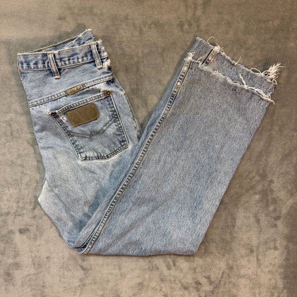 Vintage 90s Urgent Gear Baggy Jeans 30x32 Light Wash Button Fly Distressed Y2K
