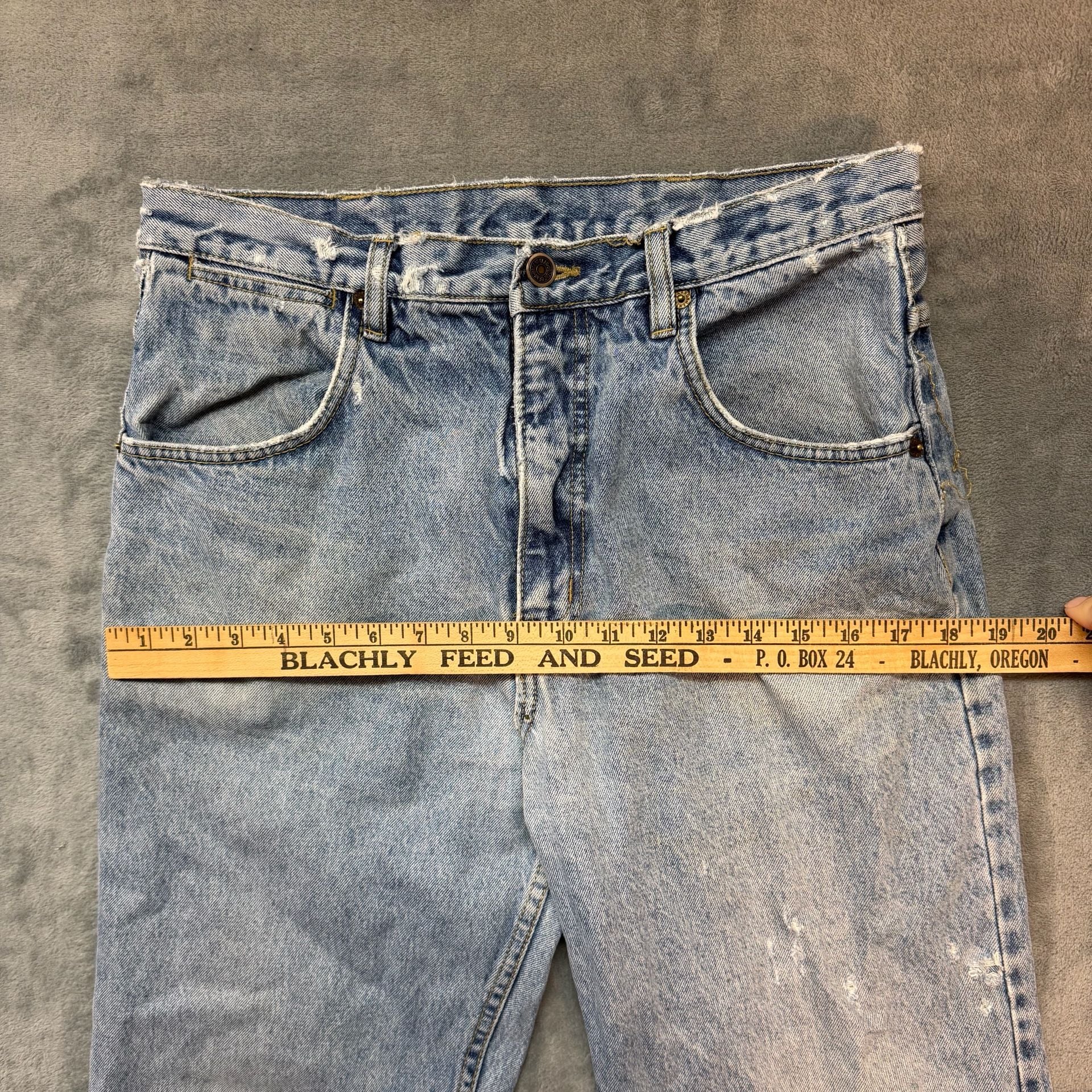 Vintage 90s Urgent Gear Baggy Jeans 30x32 Light Wash Button Fly Distressed Y2K 5