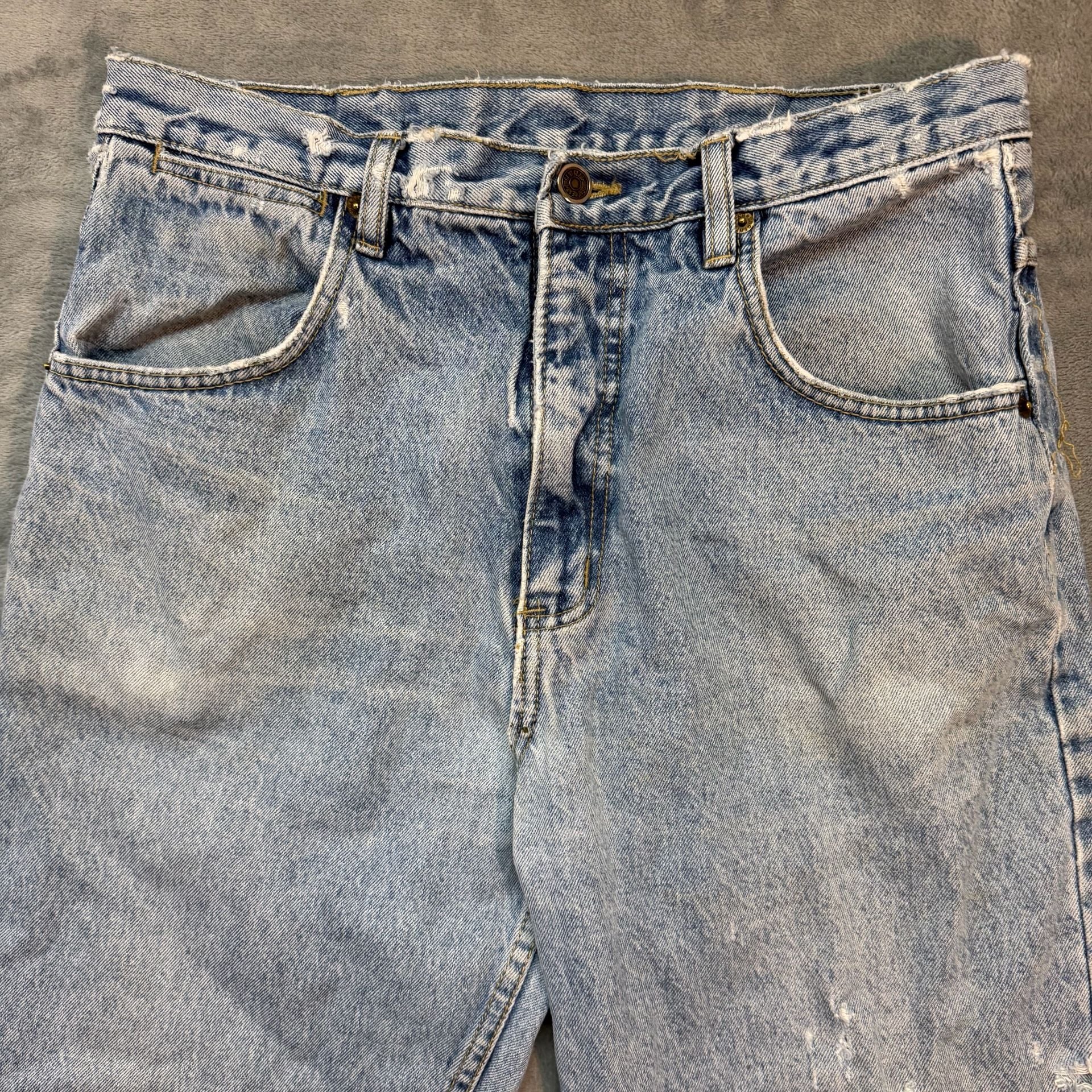 Vintage 90s Urgent Gear Baggy Jeans 30x32 Light Wash Button Fly Distressed Y2K 8