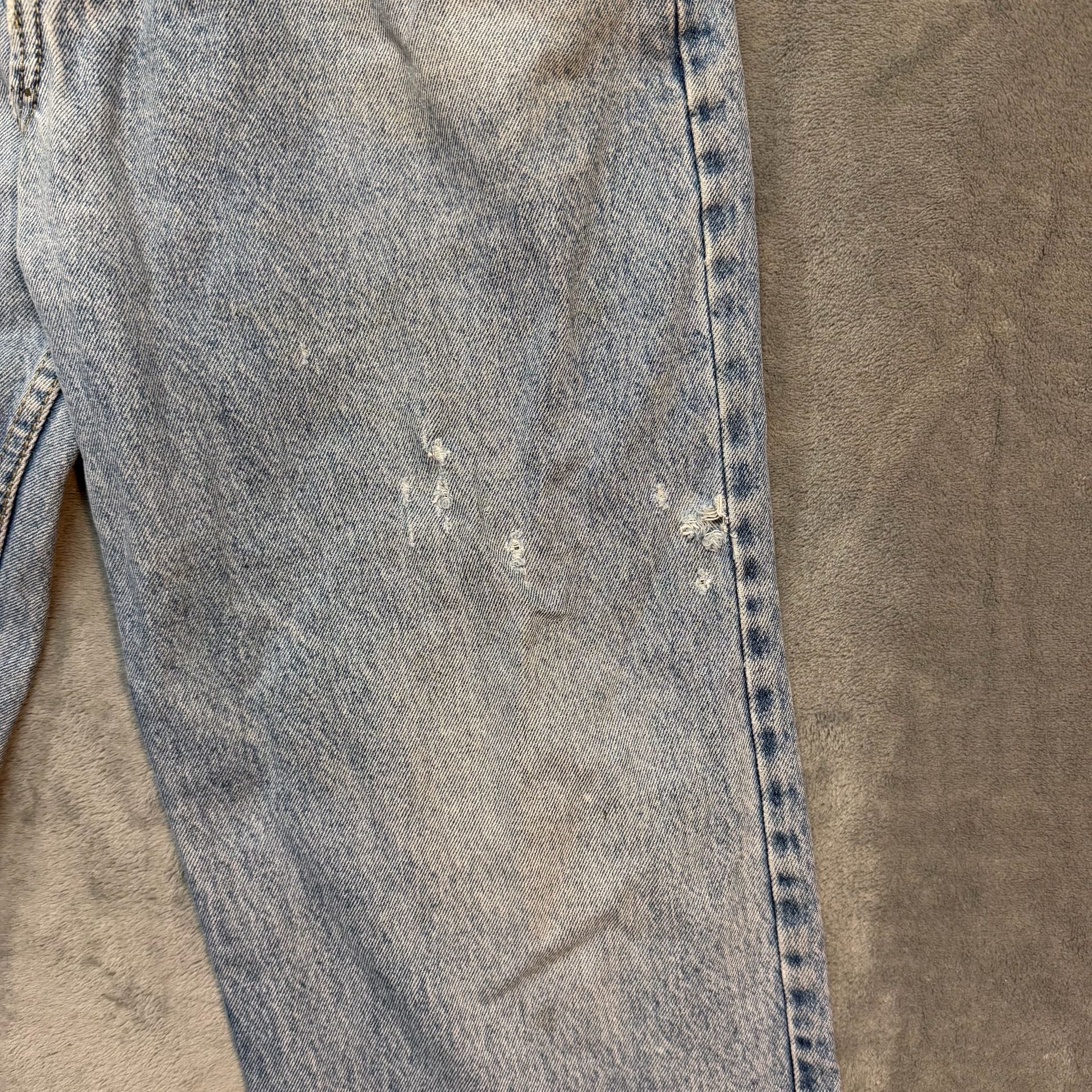 Vintage 90s Urgent Gear Baggy Jeans 30x32 Light Wash Button Fly Distressed Y2K 9