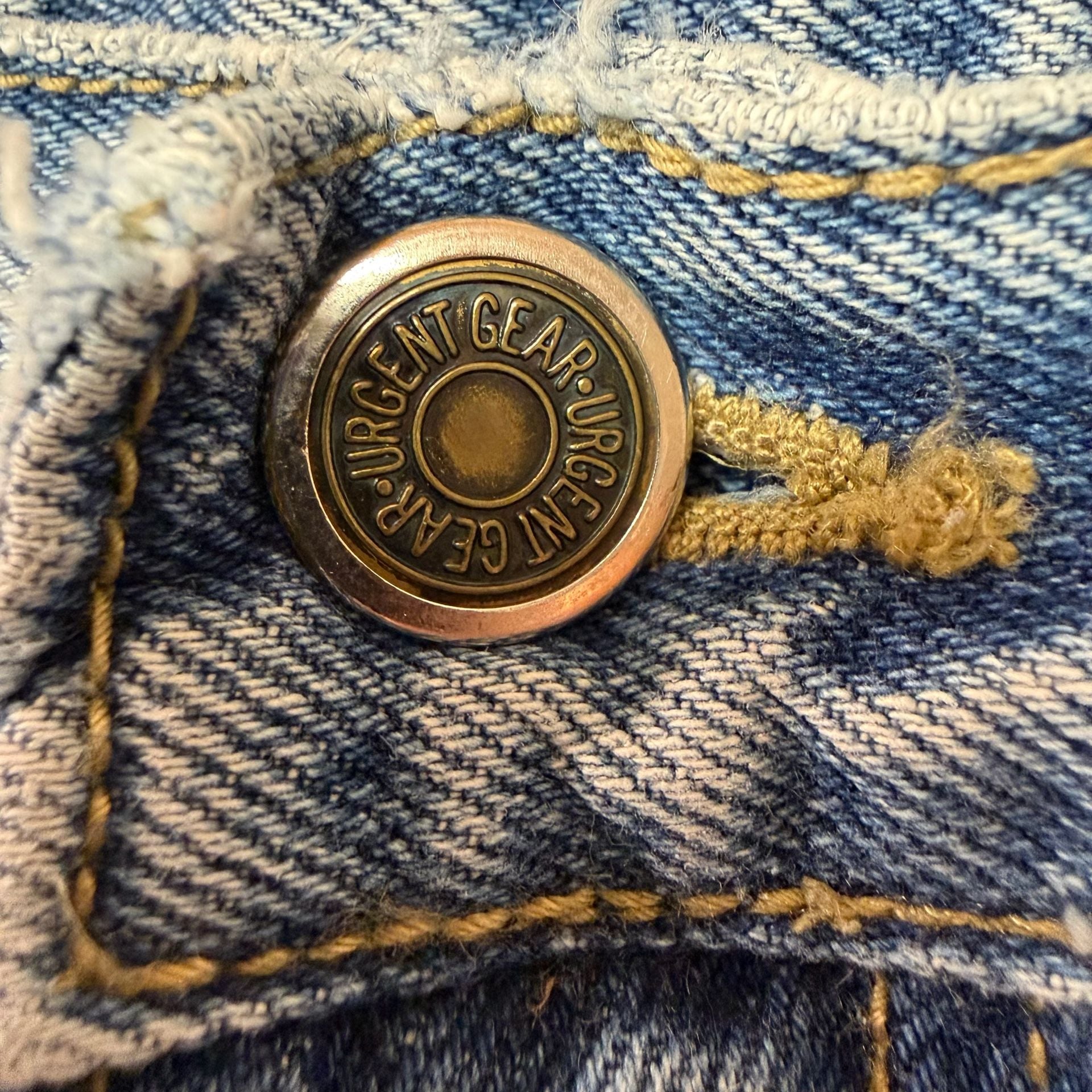 Vintage 90s Urgent Gear Baggy Jeans 30x32 Light Wash Button Fly Distressed Y2K 12