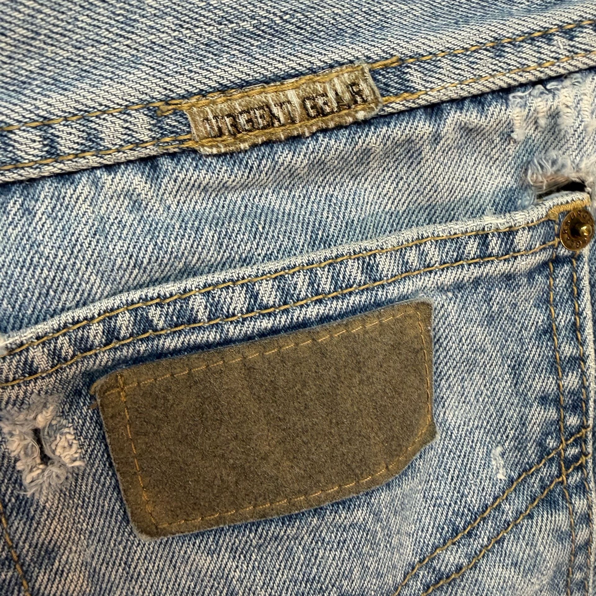 Vintage 90s Urgent Gear Baggy Jeans 30x32 Light Wash Button Fly Distressed Y2K 19