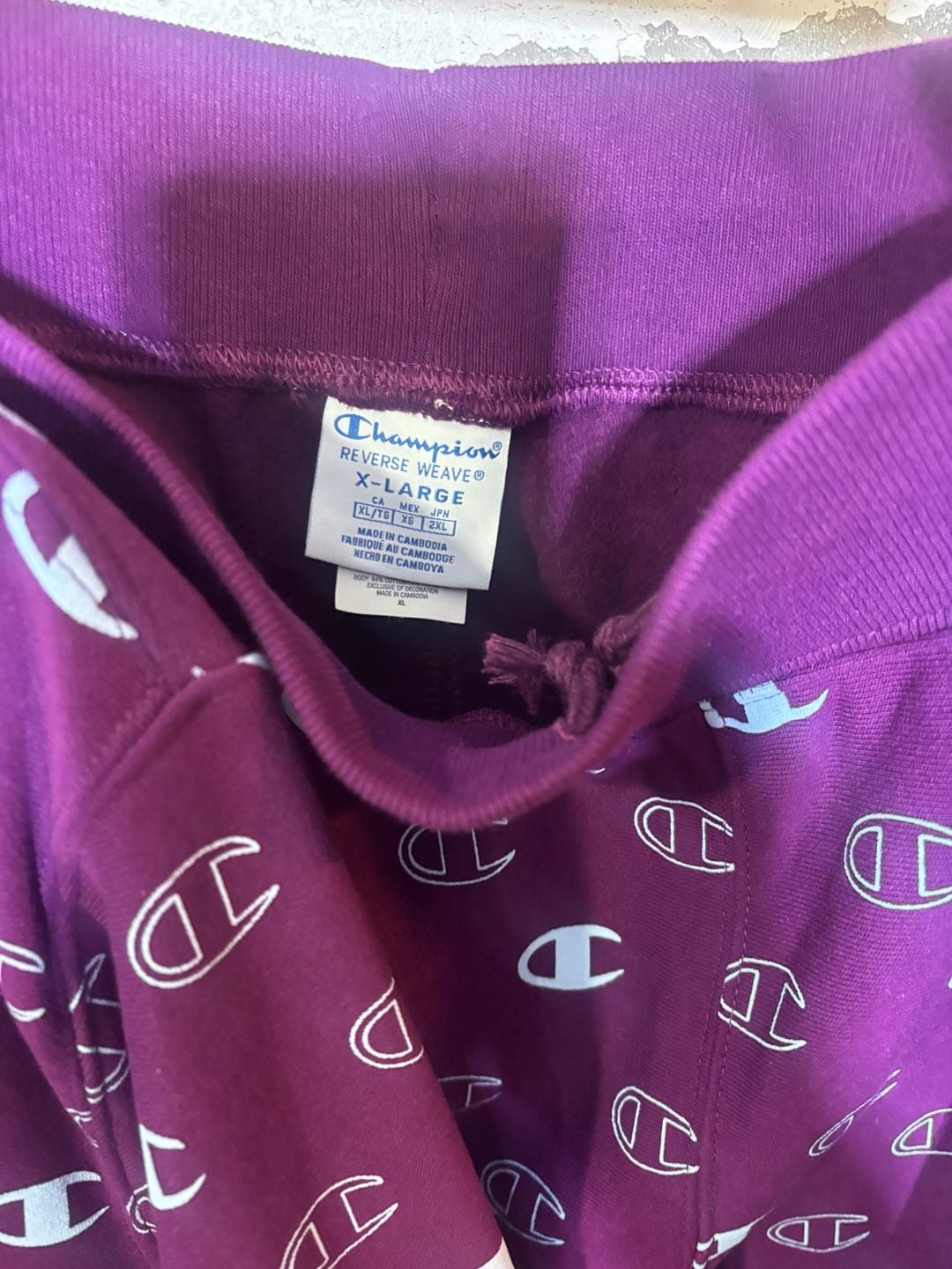 NWT Champion Reverse Weave All Over Logo Hoodie and Sweatpants Set Purple 3