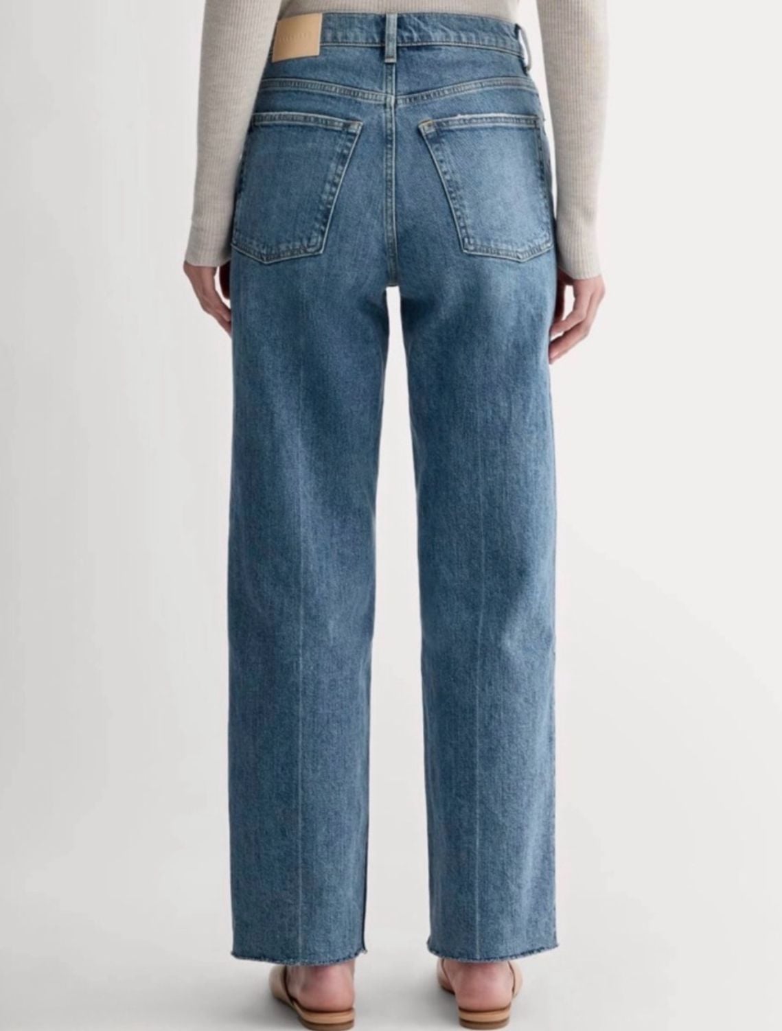 Everlane The Way High Jean Size 25 Regular Straight Leg Denim Jeans Raw Hem 8