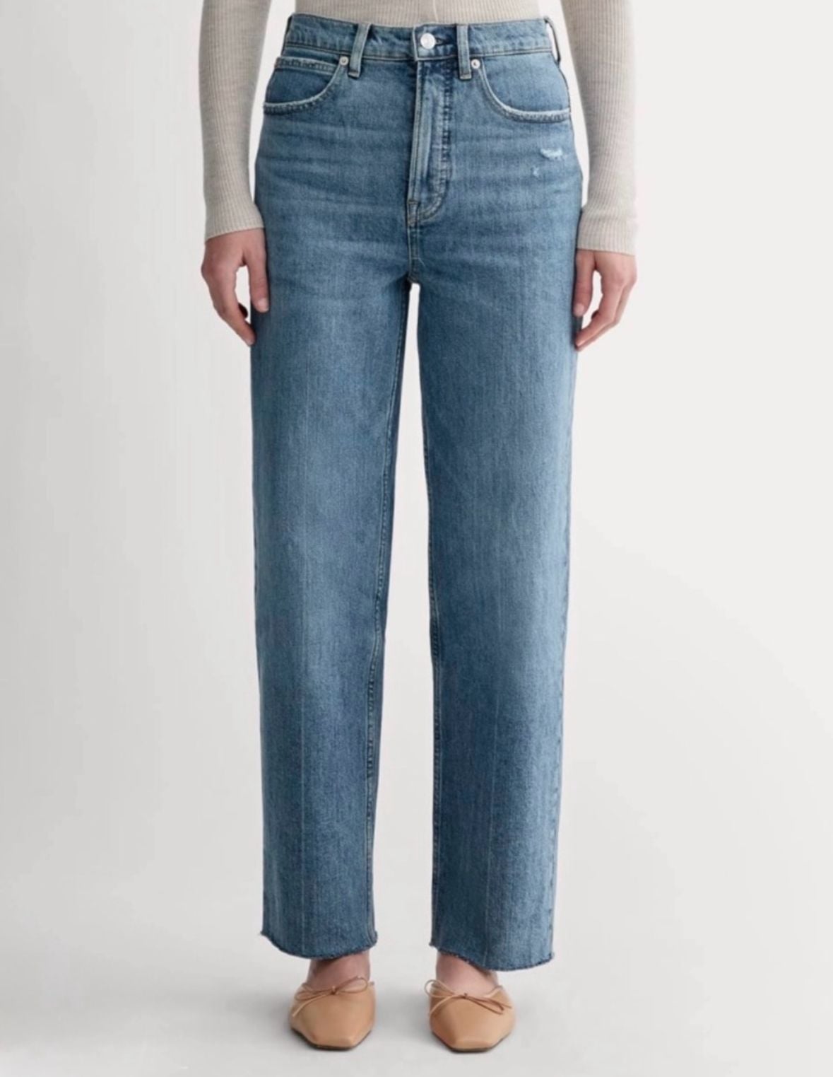Everlane The Way High Jean Size 25 Regular Straight Leg Denim Jeans Raw Hem 2