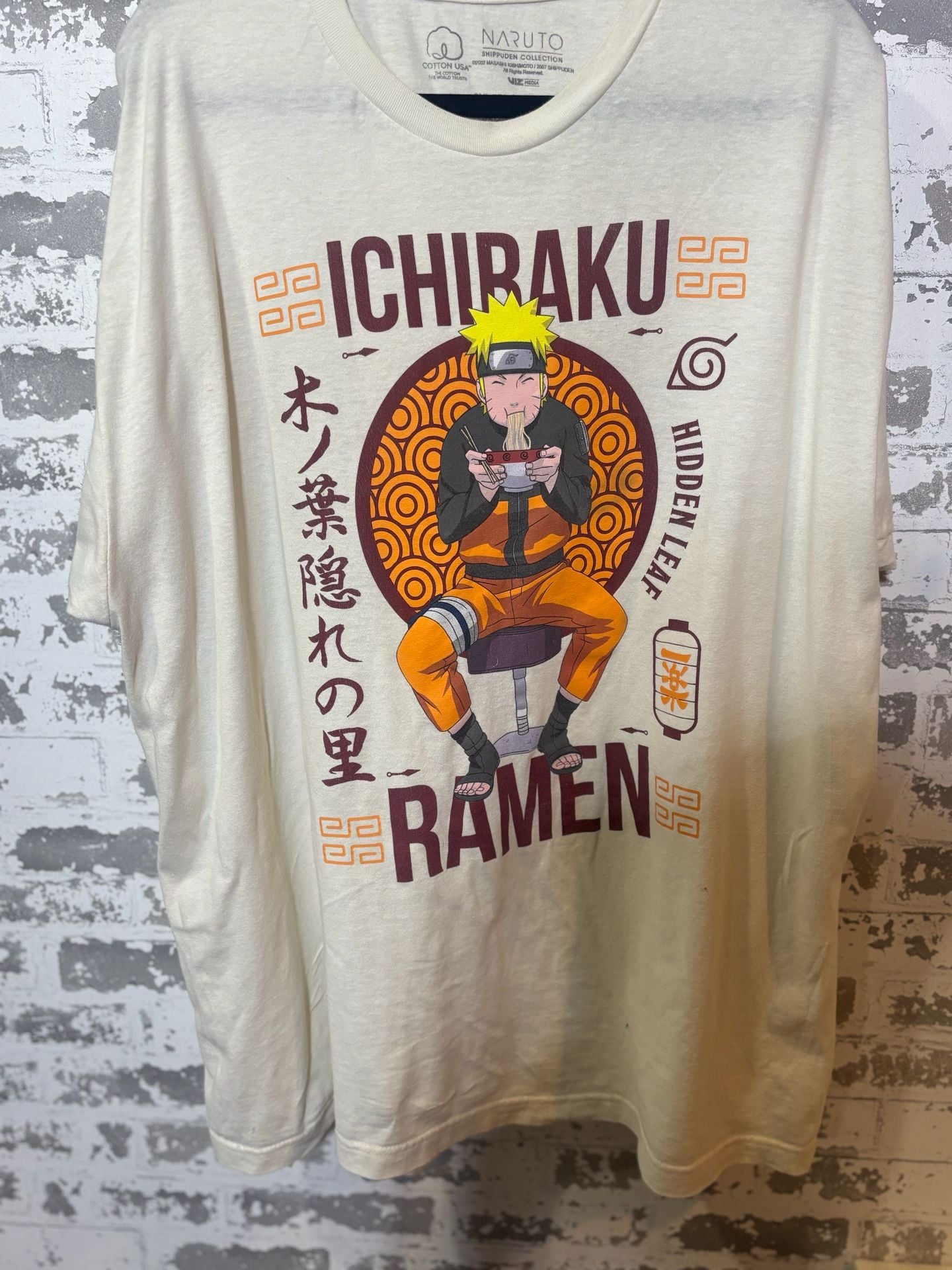 Naruto Ichiraku Ramen T-Shirt Size 2XL Off White Anime Tee 2