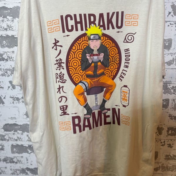 Naruto Ichiraku Ramen T-Shirt Size 2XL Off White Anime Tee