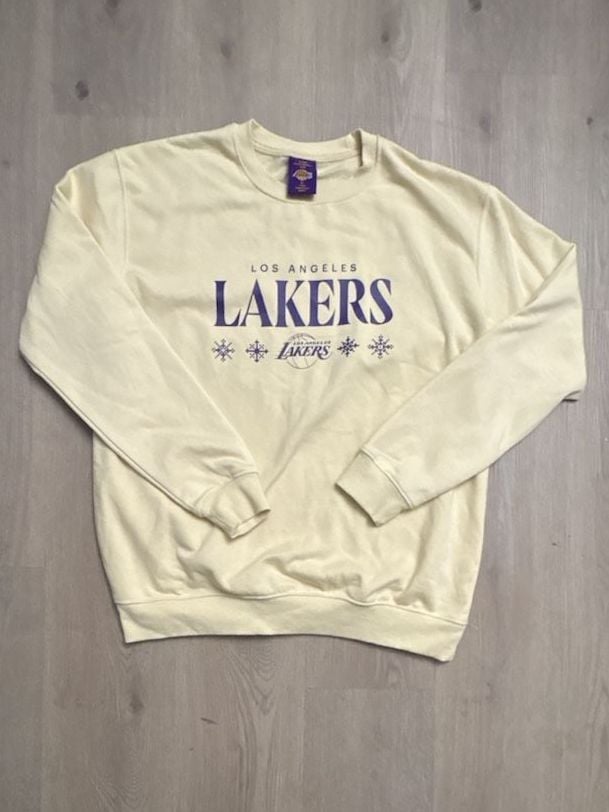 Los Angeles Lakers Holiday Sweatshirt Sz XL Cream Pullover Fleece Crewneck 2