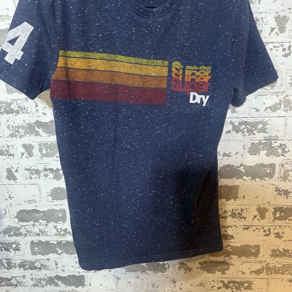 Superdry California Surf Co. Pocket T-Shirt Size S Blue Striped