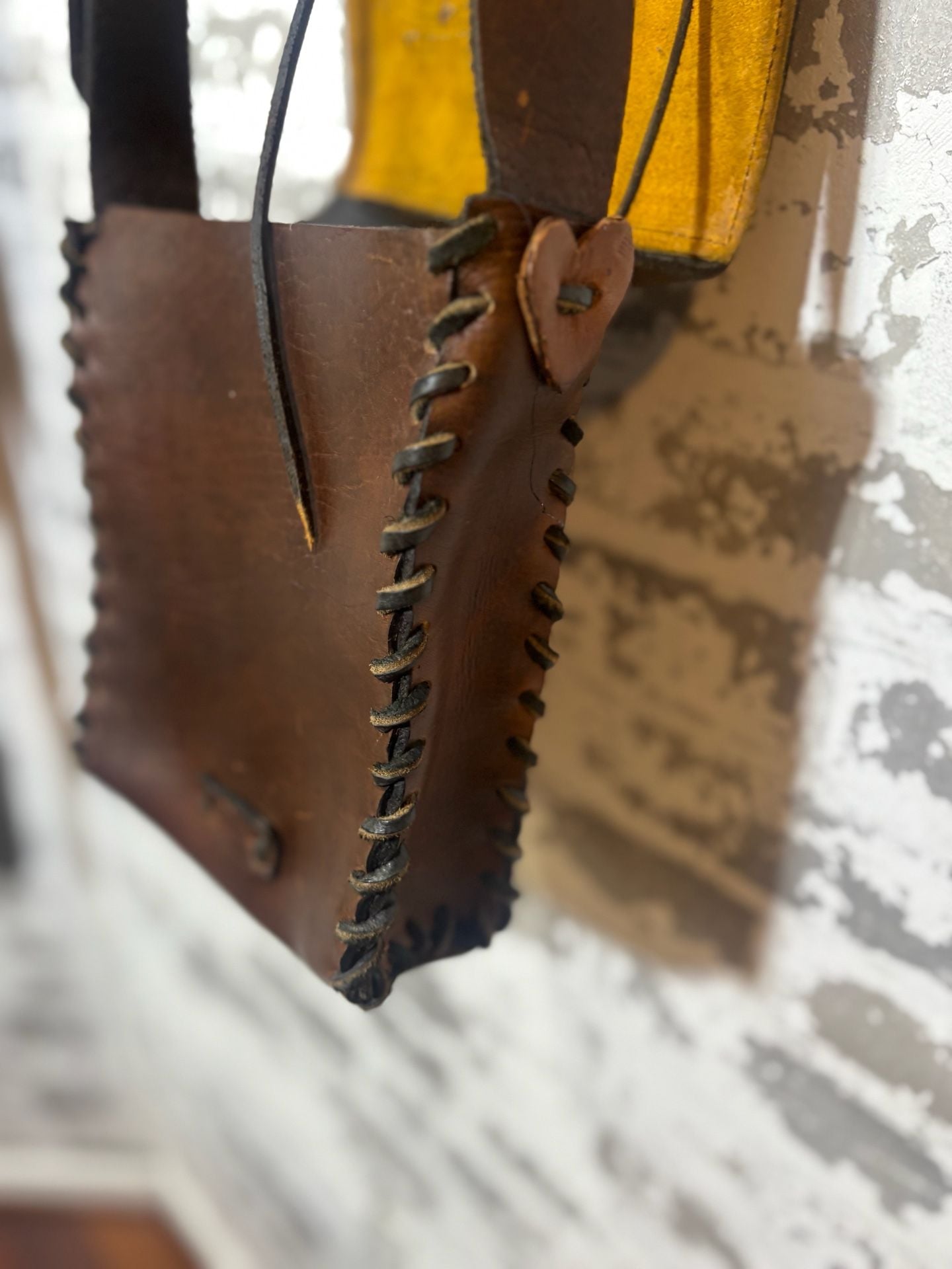 ViTG  Brown Tooled Leather Crossbody Bag wi:/suede Sunflower Patchwork Design 7