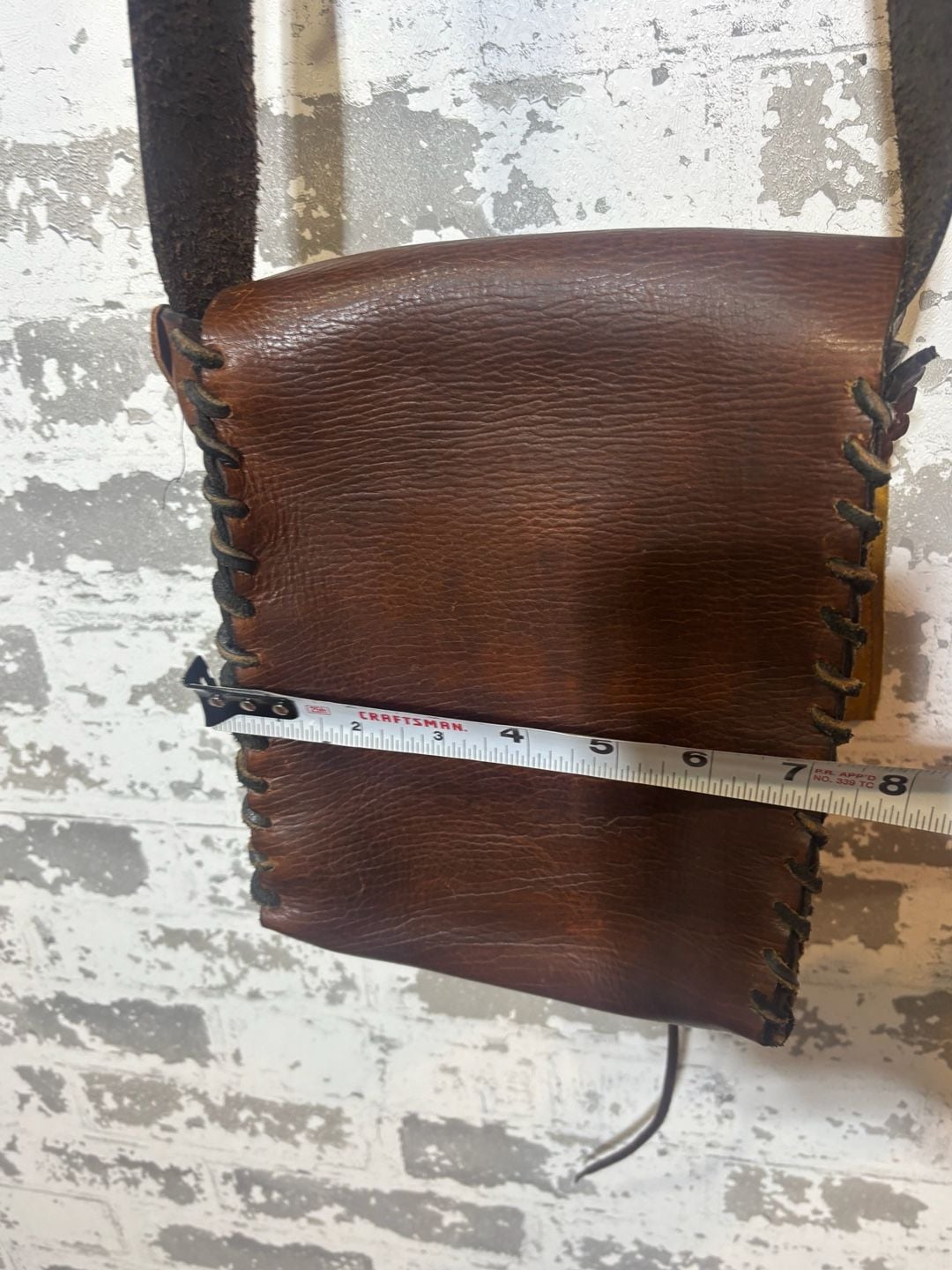 ViTG  Brown Tooled Leather Crossbody Bag wi:/suede Sunflower Patchwork Design 9