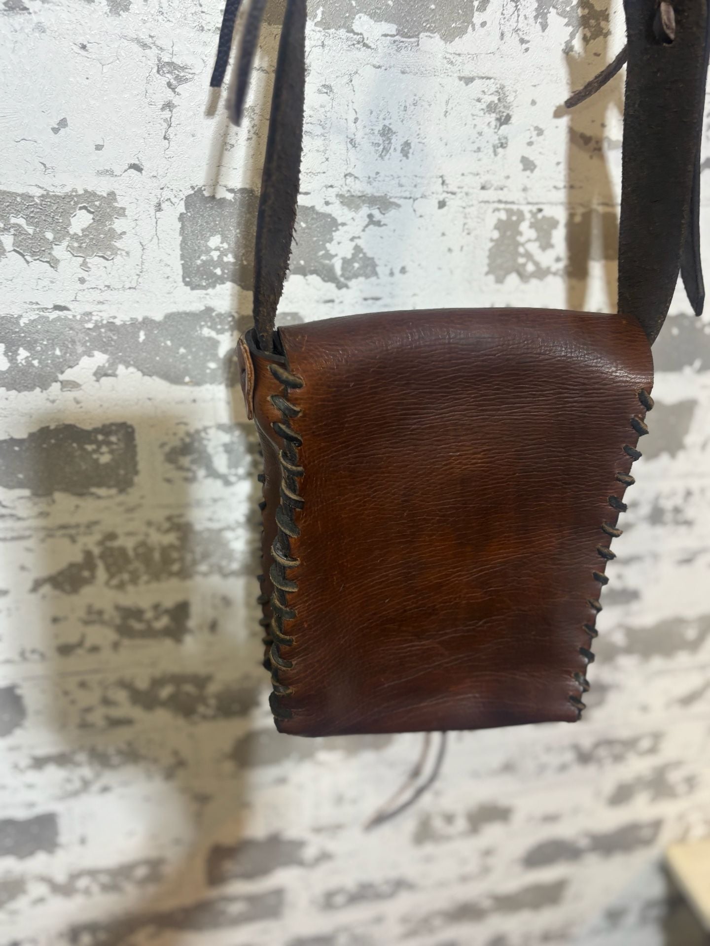 ViTG  Brown Tooled Leather Crossbody Bag wi:/suede Sunflower Patchwork Design 10