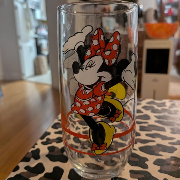 Disney Mickey And Minnie Mouse Vintage Drinking Glass Tumbler