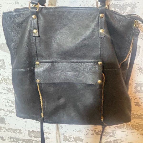 NWOT Authentic Kooba Genuine Leather BLK Shoulder Tote Bag NWT - - ,