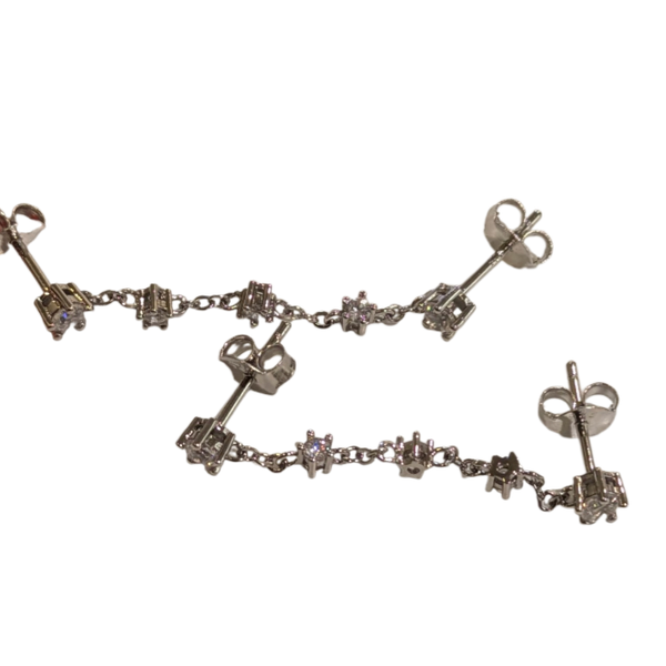 Pavoi Cubic Zirconia Double Piercing Chain Earrings