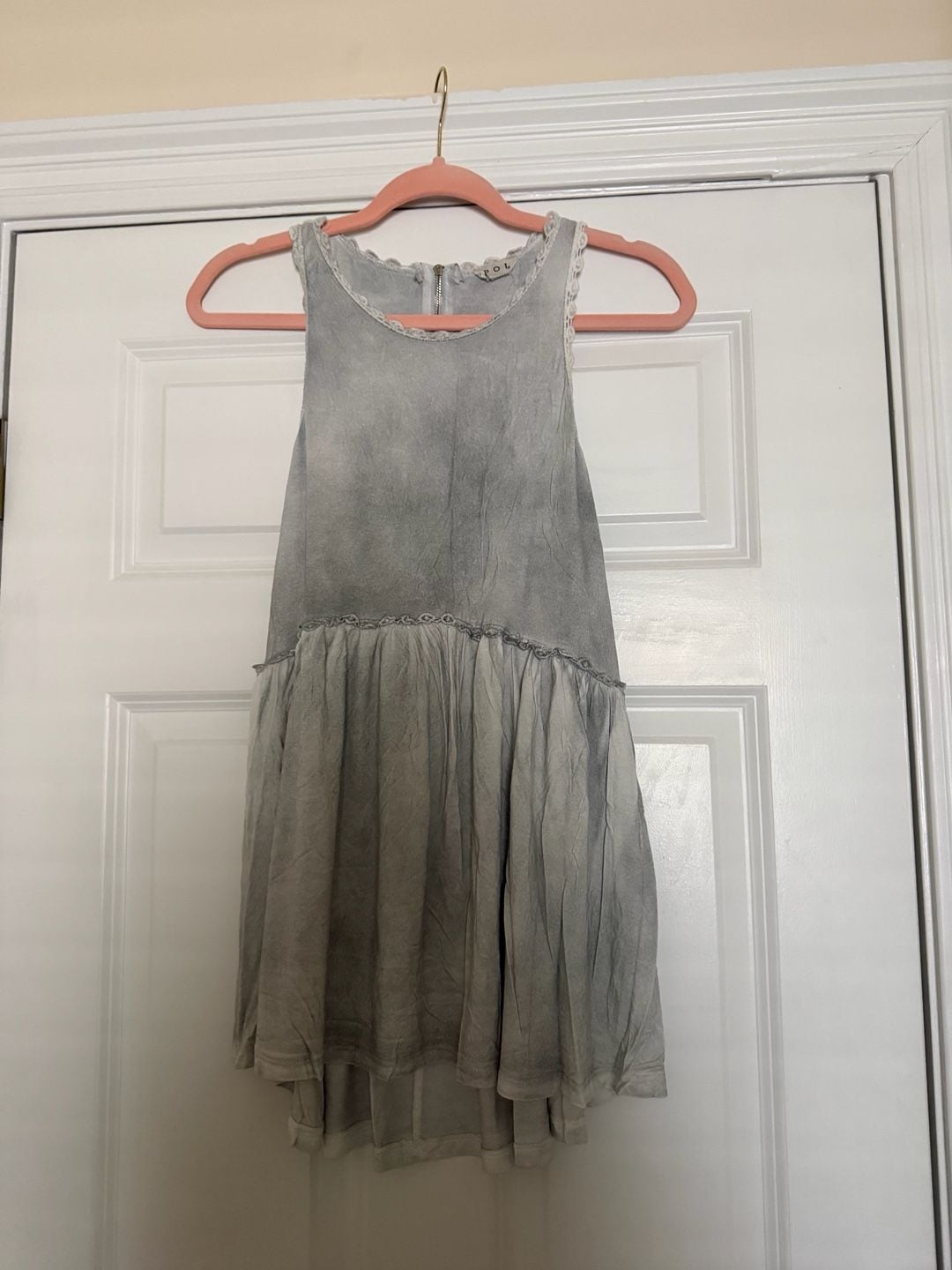 POL Baby Doll Tank Size S Gray Lace Back 2