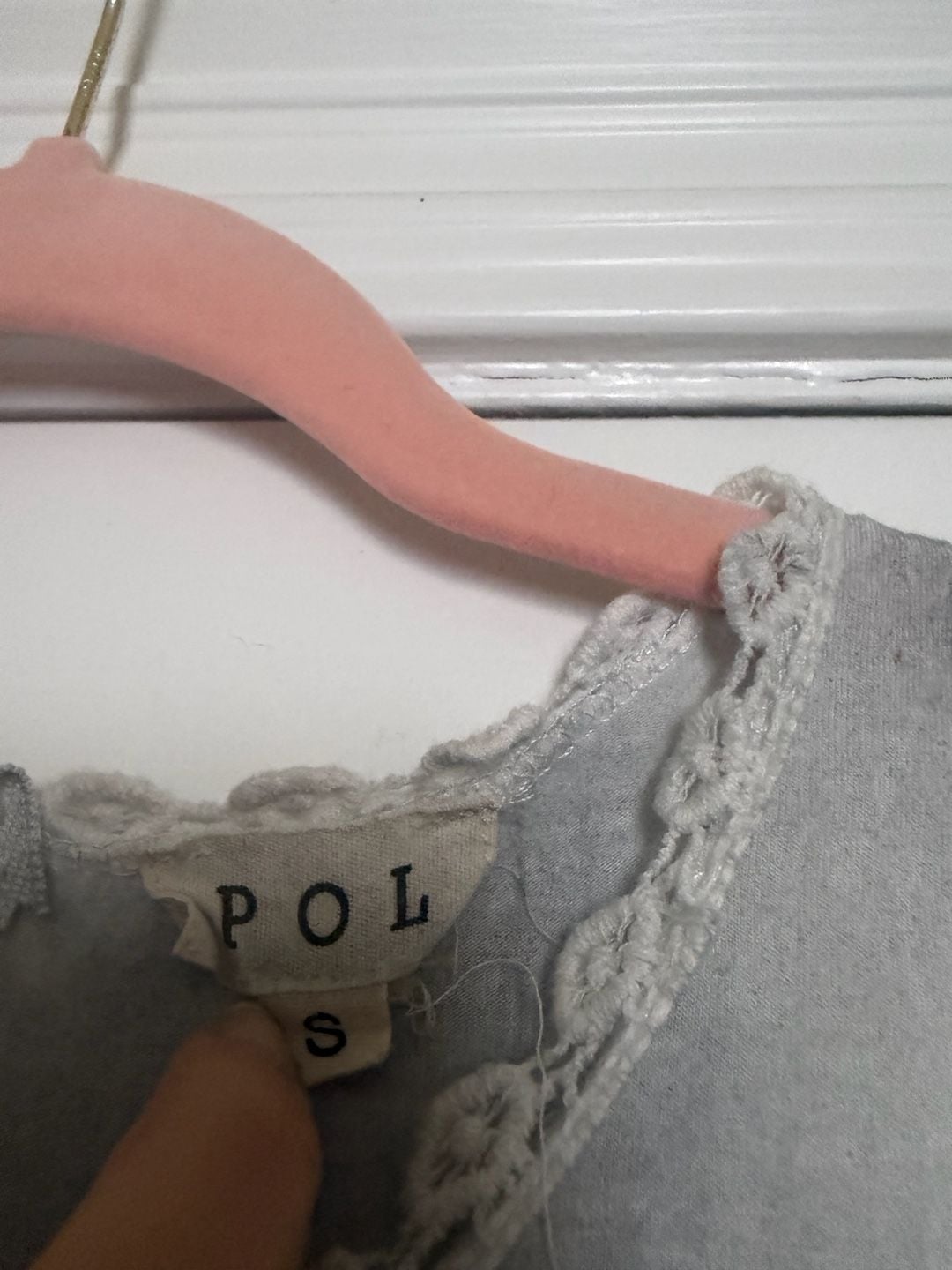 POL Baby Doll Tank Size S Gray Lace Back 3