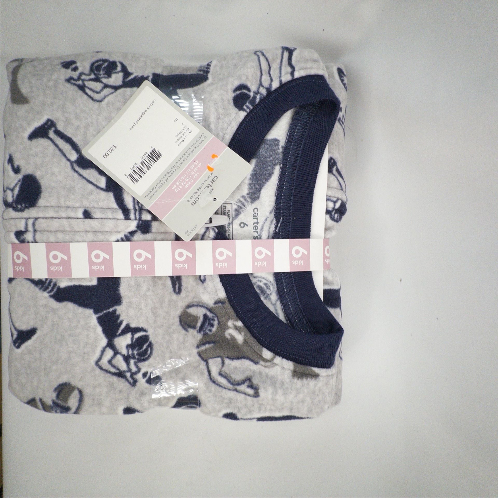 Carter's Size 6 Kids Football Blanket Sleeper Gray Navy Blue 1