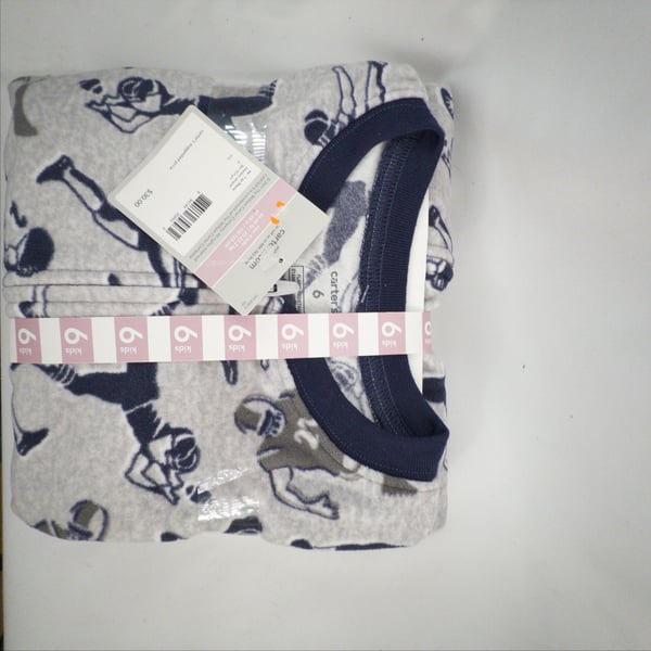 Carter's Size 6 Kids Football Blanket Sleeper Gray Navy Blue