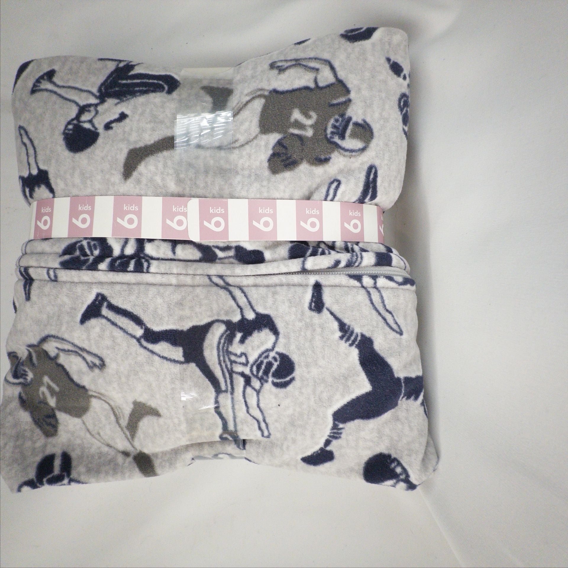 Carter's Size 6 Kids Football Blanket Sleeper Gray Navy Blue 3