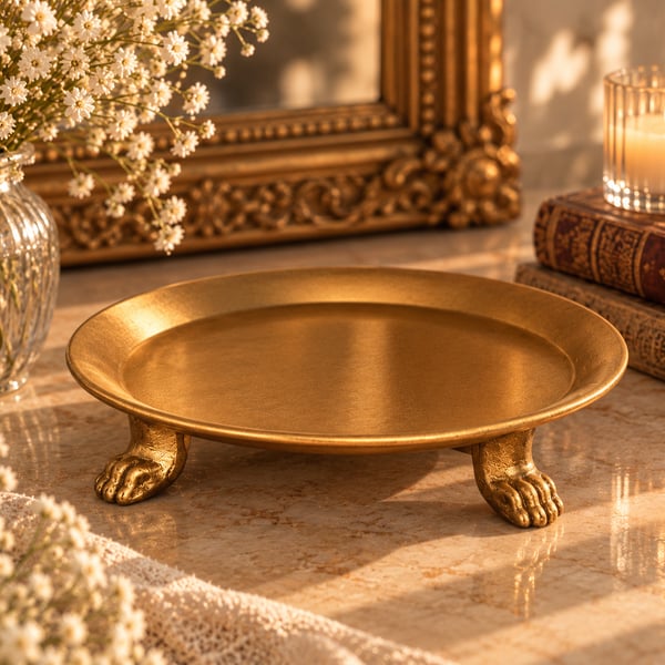 NIKKY HOME Gold Clawfoot Ring Holder Jewelry Dish Trinket Display Tray