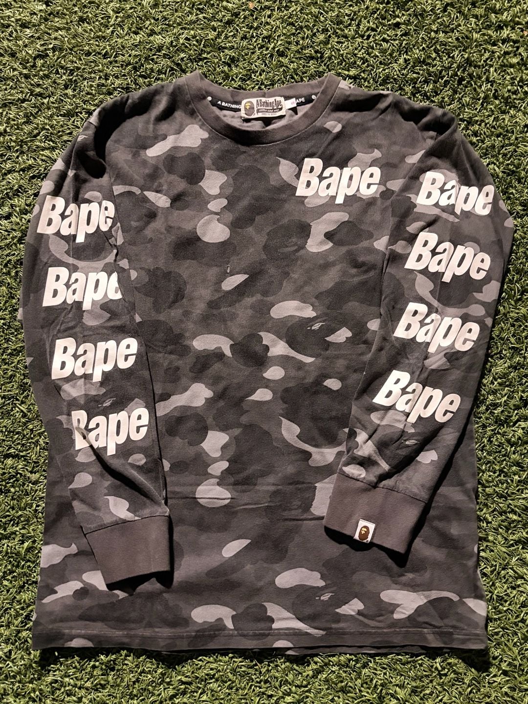 A Bathing Ape Black Camo Long Sleeve Size S 2