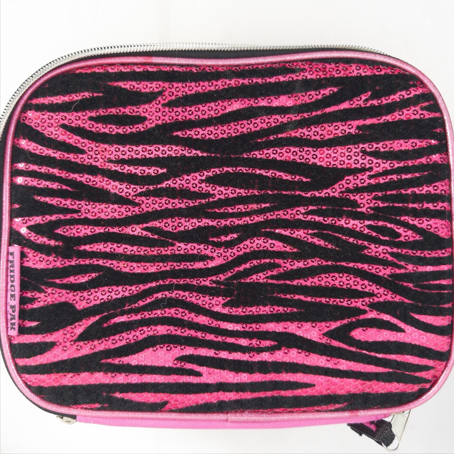 Fridge Pak Pink Zebra Sequin Lunch Bag Cooler Tote 2