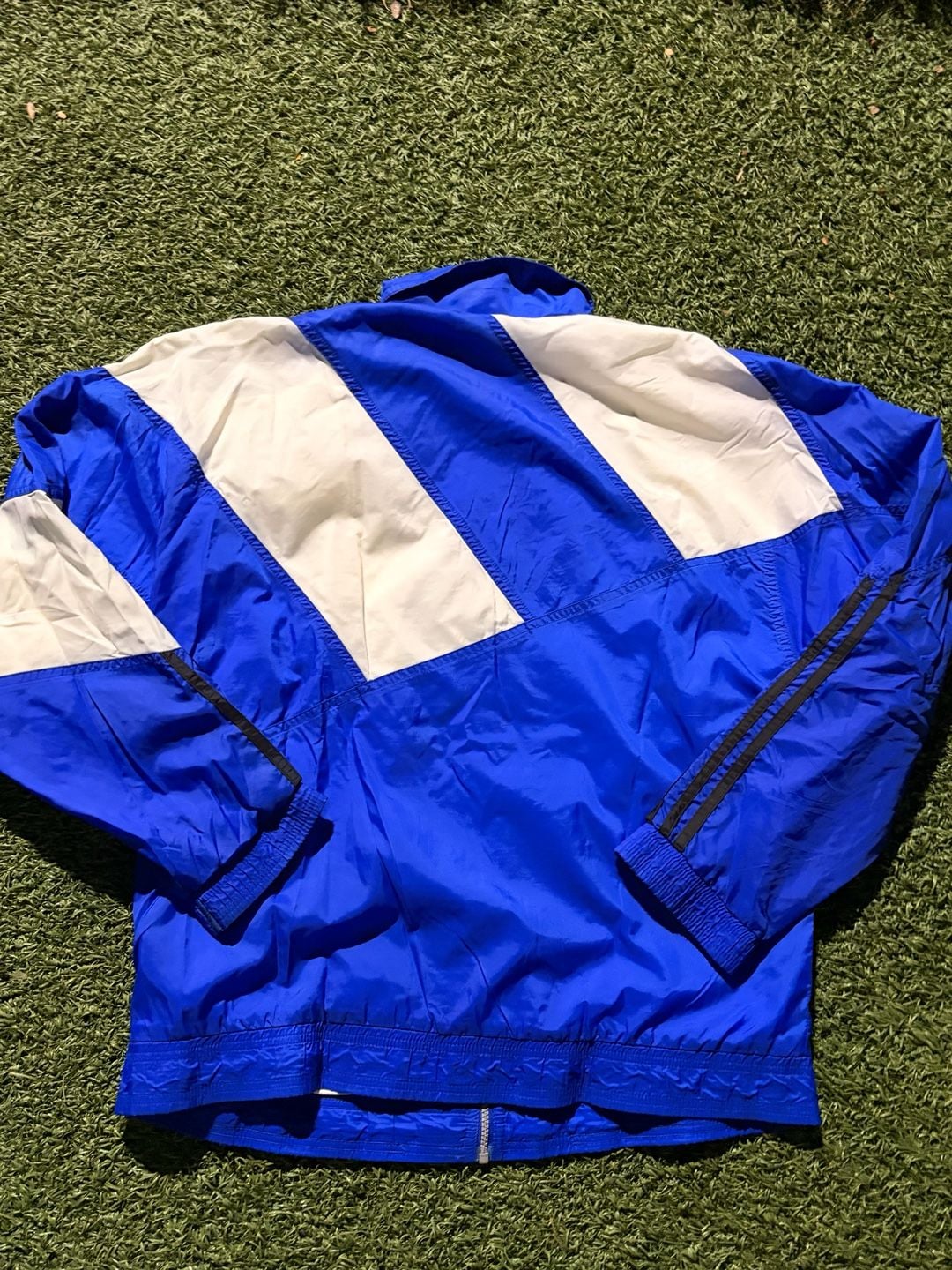 Adidas Vintage Blue White Windbreaker Jacket Size XL 3