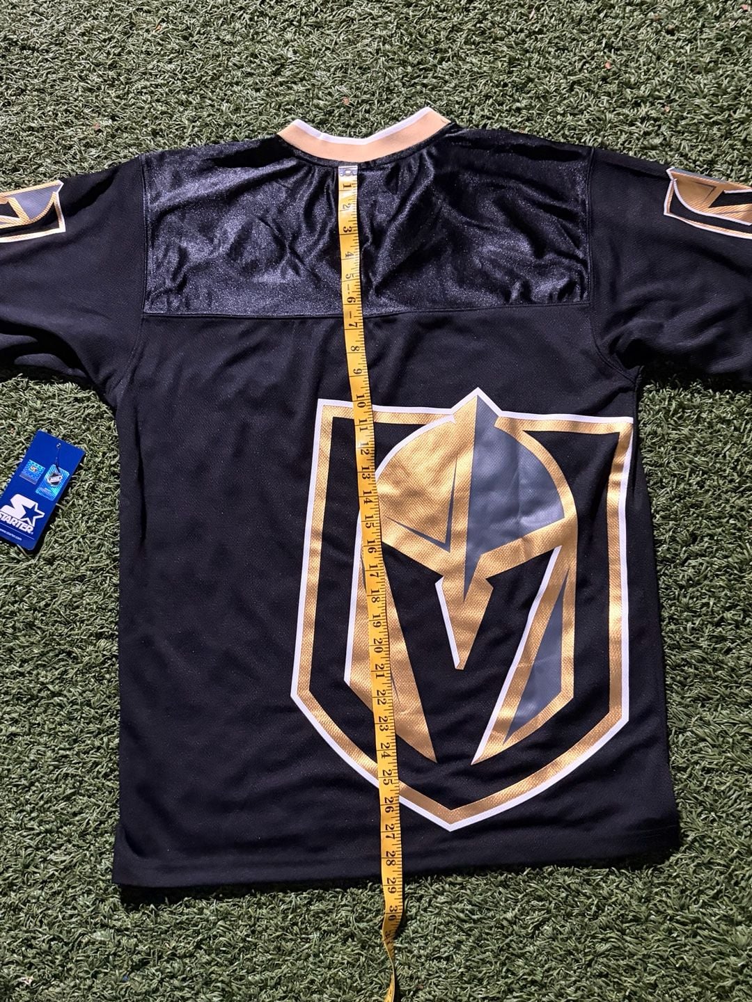 Starter Vegas Golden Knights Jersey Size M Black Gold Helmet V-Neck 7