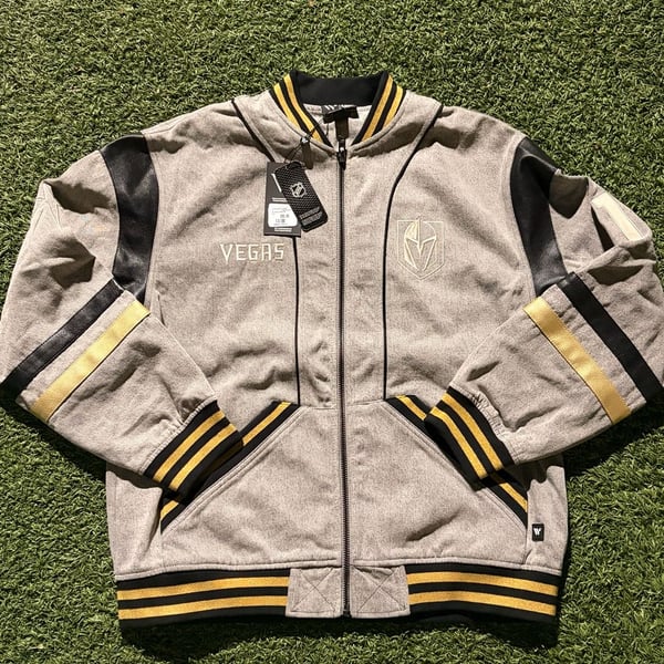 The Wild Collective Vegas Golden Knights Retro Oversized Bomber Jacket Size L