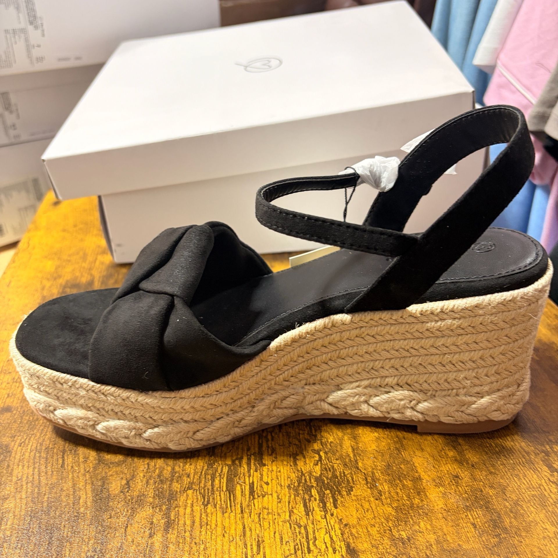 The Drop Espadrille Wedge Sandal Size 9.5 Black 2
