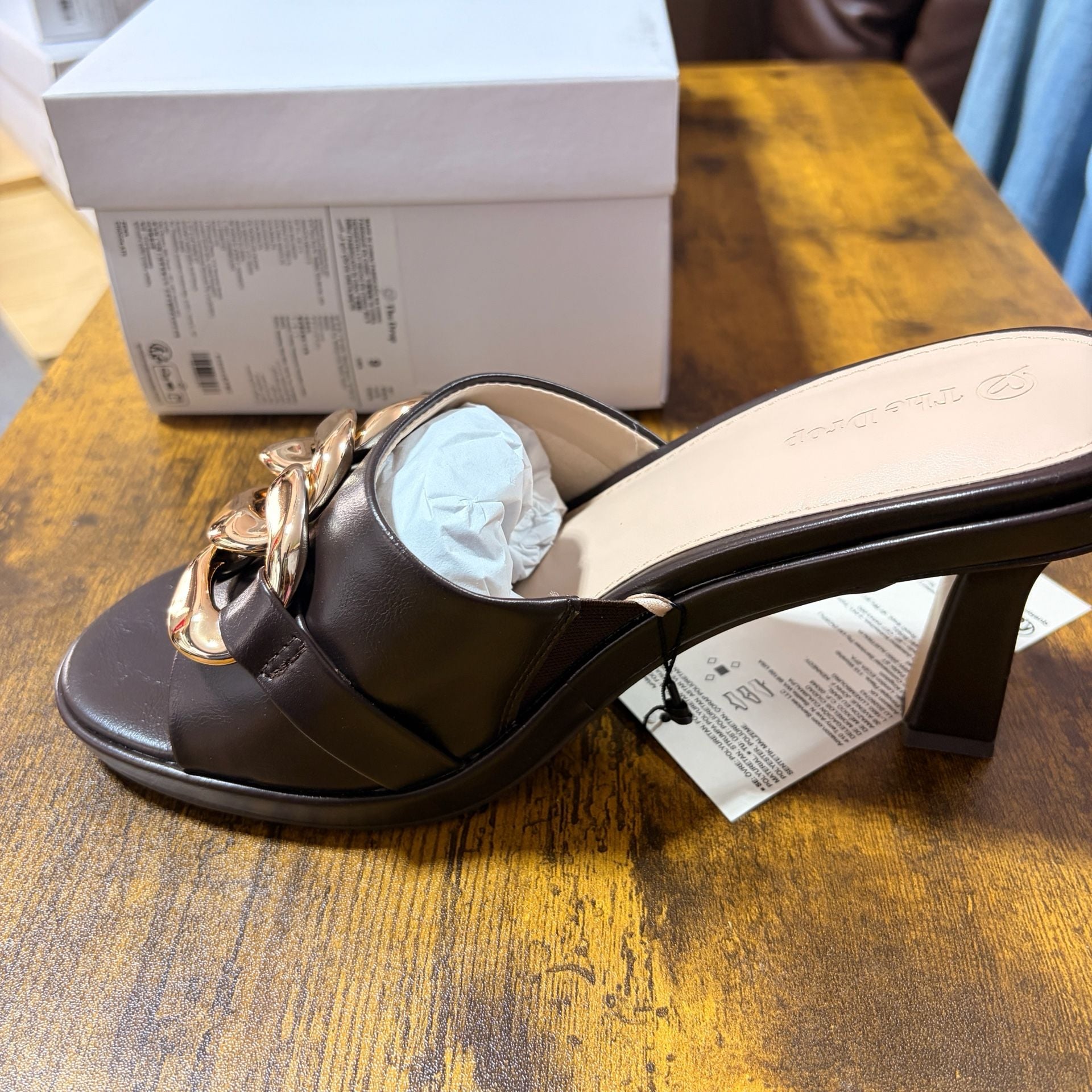The Drop Zena Chain Heel Mule Size 9 Brown 3