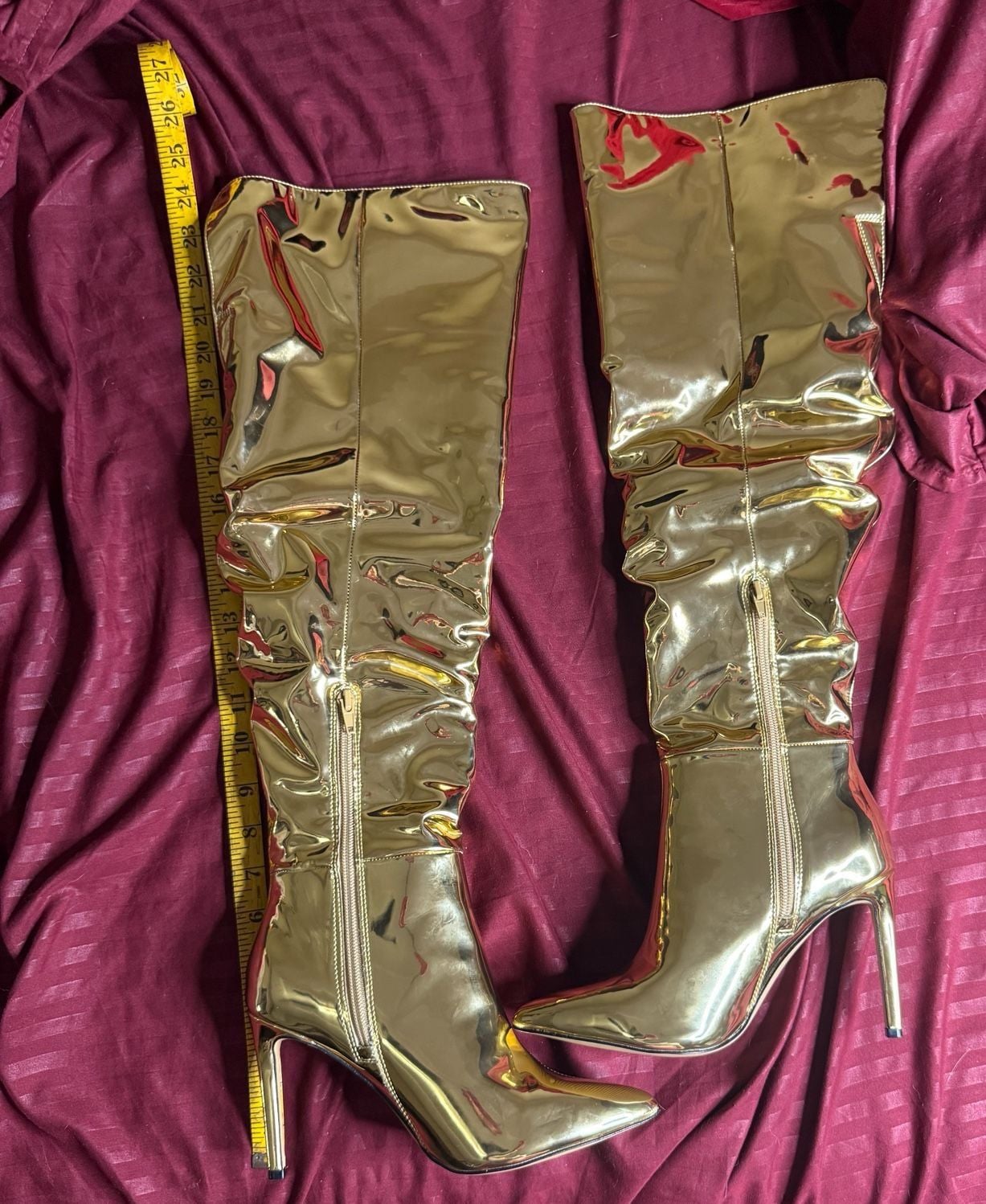 INC International Concepts Iyonna Gold Metallic Slouchy Over-The-Knee Boots 2