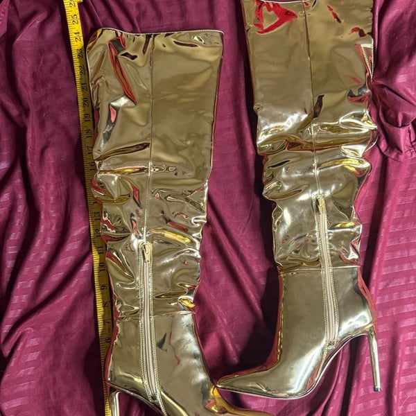 INC International Concepts Iyonna Gold Metallic Slouchy Over-The-Knee Boots