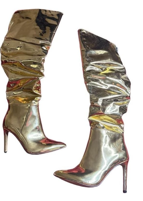 INC International Concepts Iyonna Gold Metallic Slouchy Over-The-Knee Boots 3