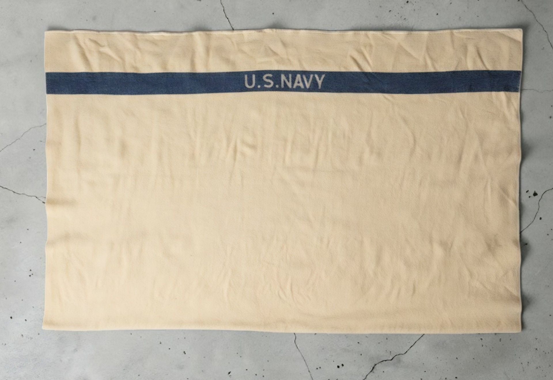 Vintahe US Navy Wool Blanket Off White Blue Stripe blanket 2