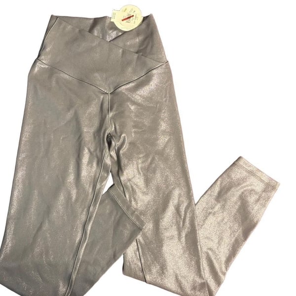 OFFLINE by Aerie Real Me 7/8 Legging Silver Foil Crossover Size S NWT