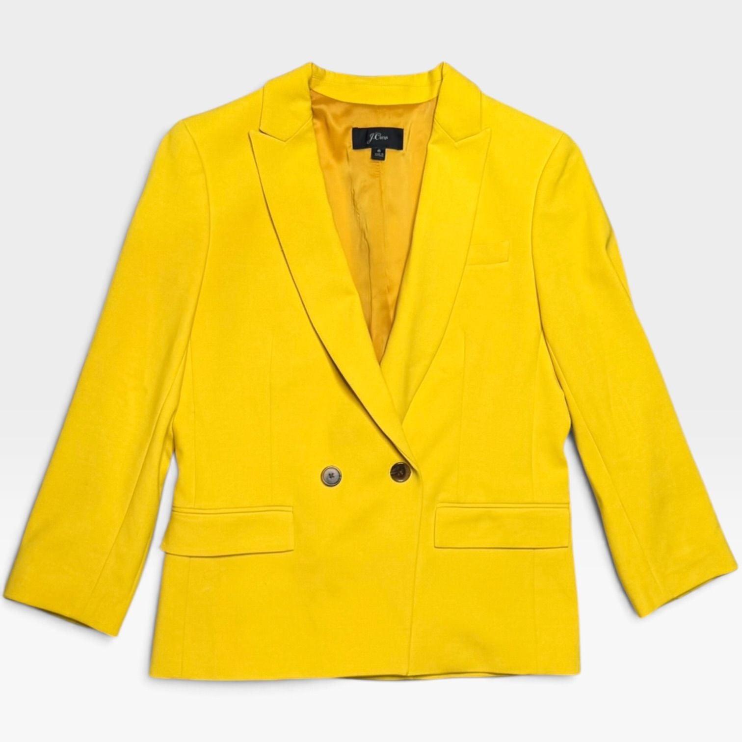 J.Crew Dover Double Breasted Blazer Jacket Yellow Rich Gold J7761 Women's Size 4 2