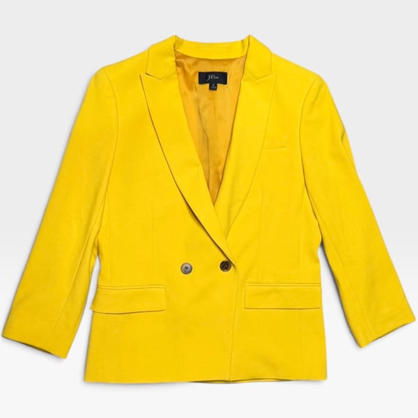 J.Crew Dover Double Breasted Blazer Jacket Yellow Rich Gold J7761 Women's Size 4