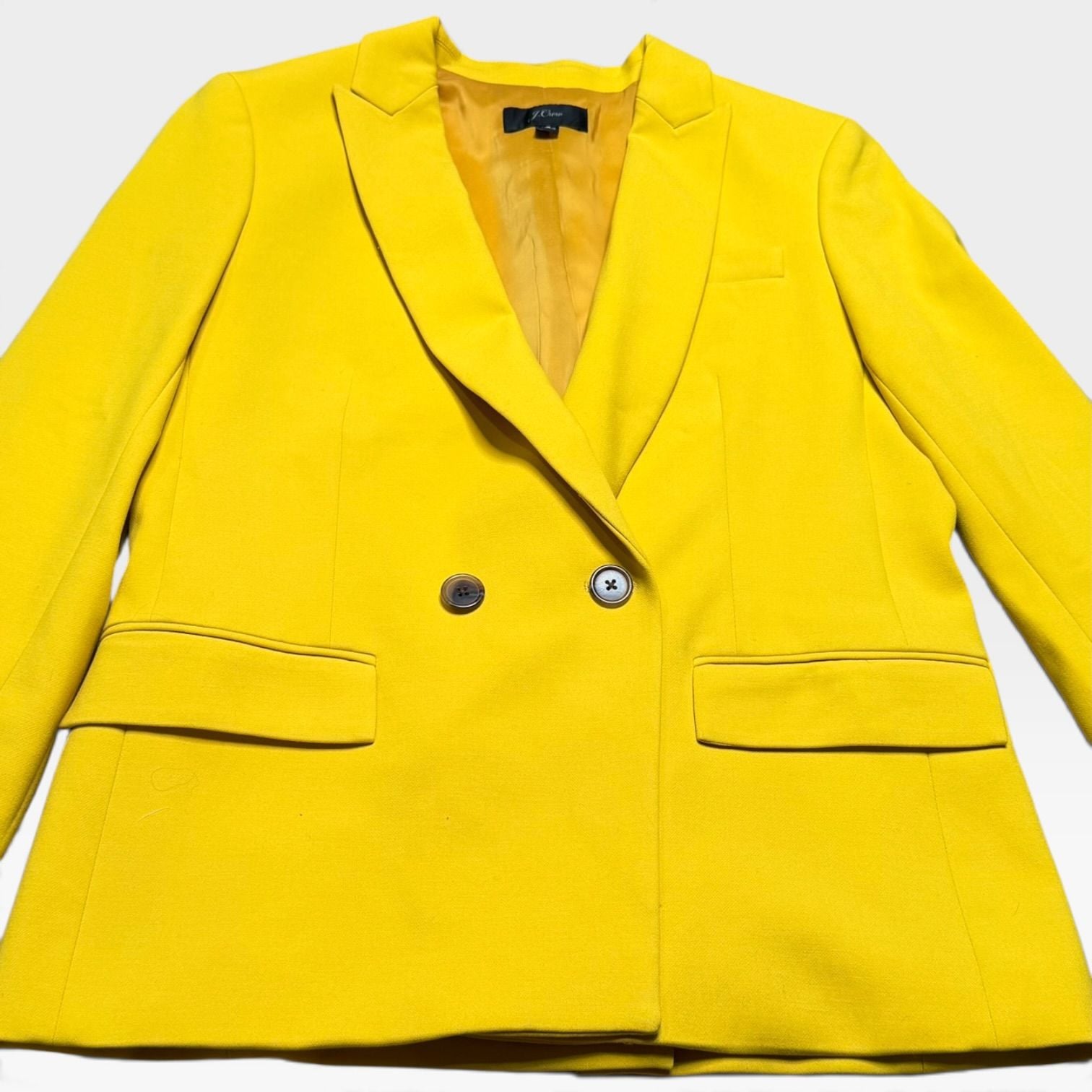 J.Crew Dover Double Breasted Blazer Jacket Yellow Rich Gold J7761 Women's Size 4 3