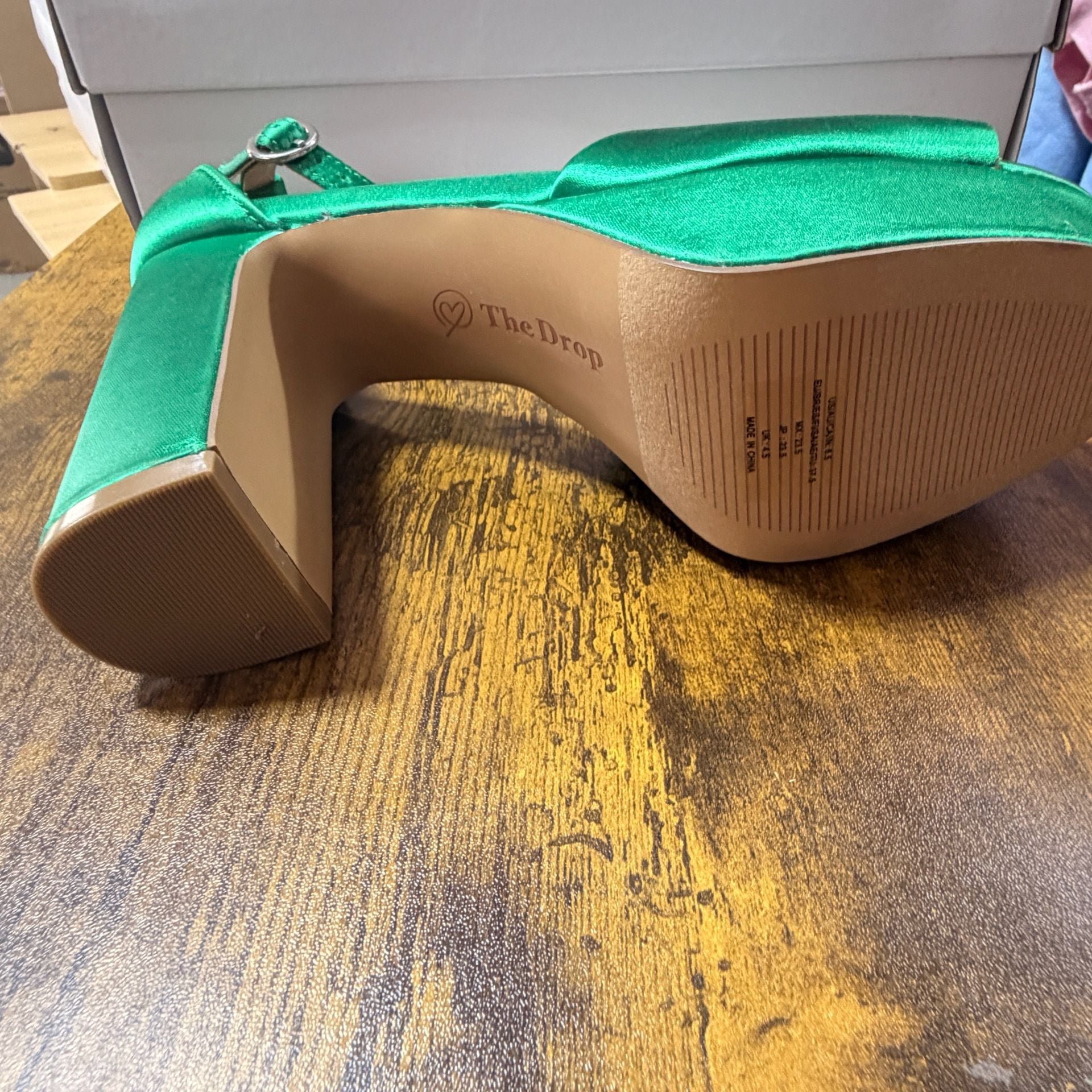 The Drop Hamalie Platform Sandal Size 6.5 Green Satin 6