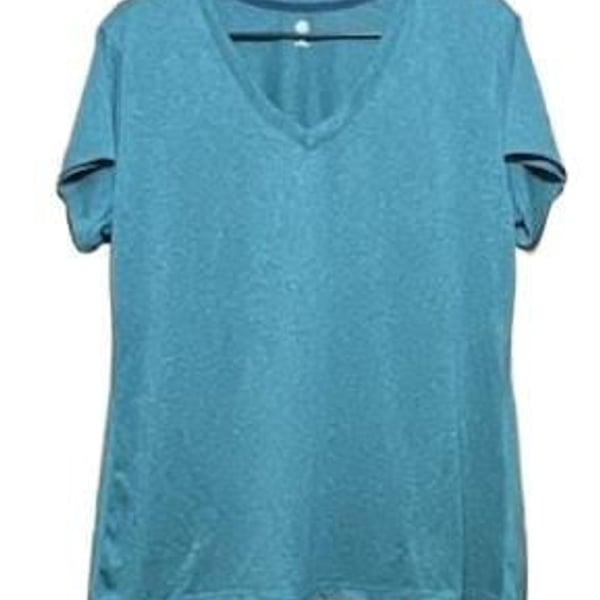 Champion Duo Dry V-Neck T-Shirt Size XXL Teal Blue Athletic Top