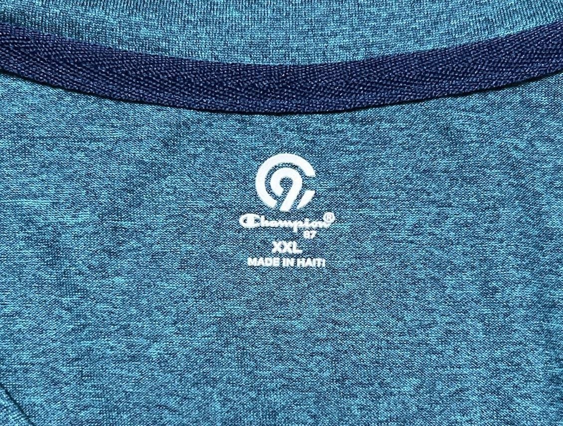 Champion Duo Dry V-Neck T-Shirt Size XXL Teal Blue Athletic Top 4