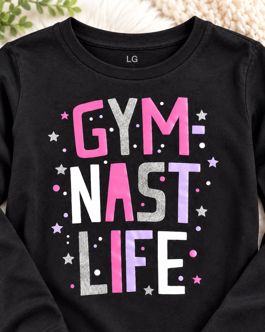 Girls Gymnastics “Gymnast Life” Black Long Sleeve Shirt Size Large 4