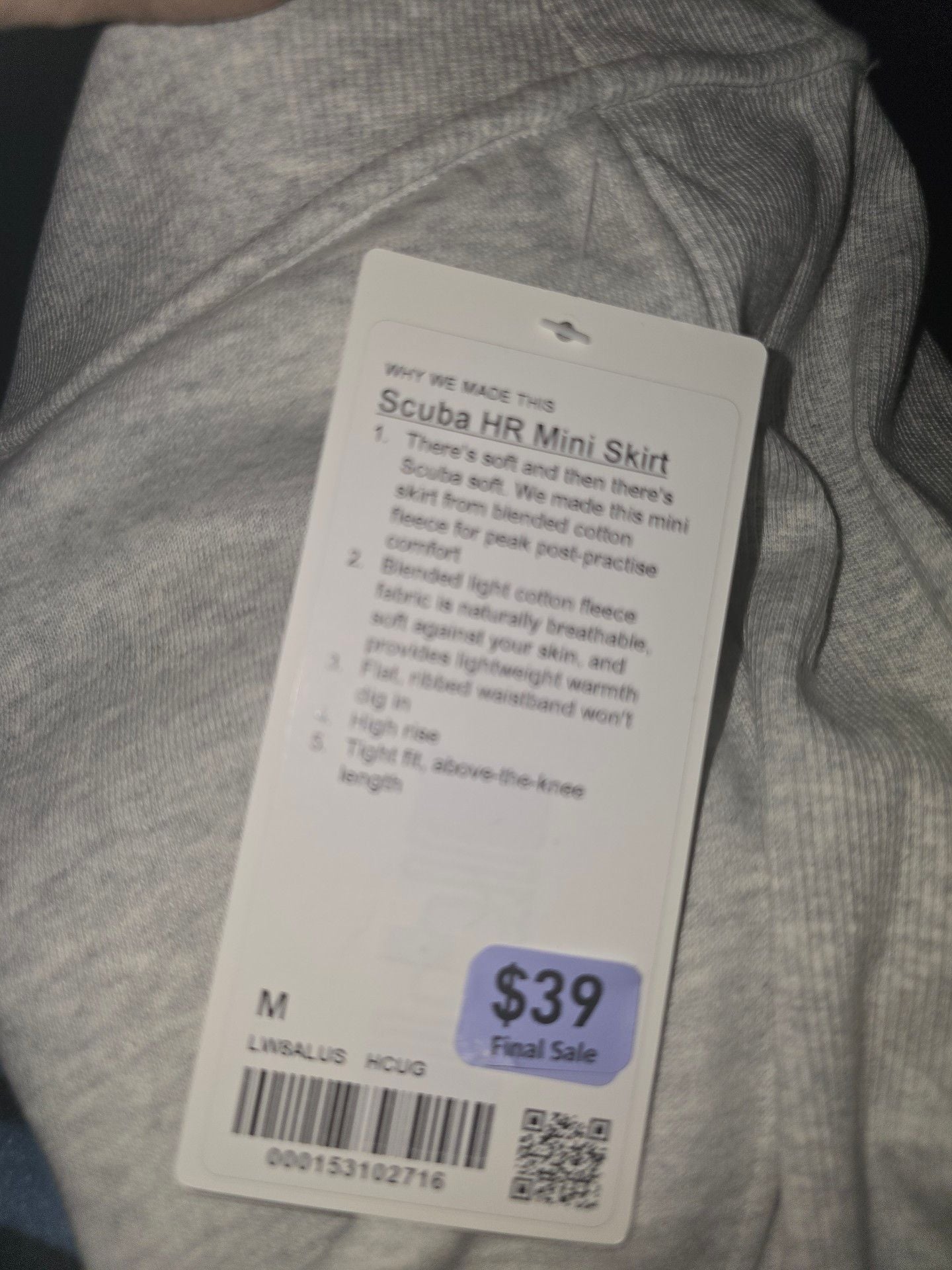 186 Lululemon Scuba High-Rise Mini Skirt Heathered Light Grey MEDIUM 5