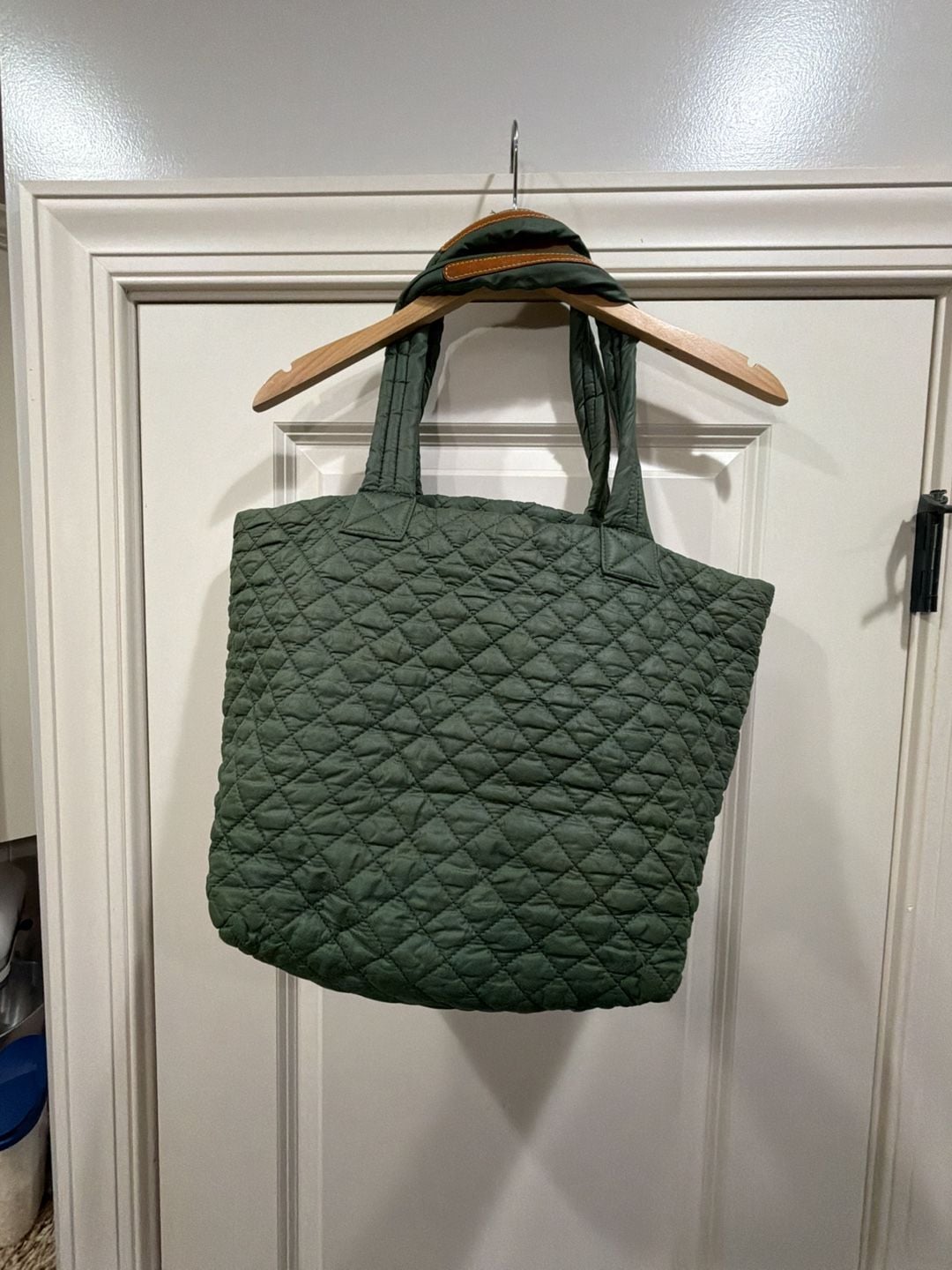 MZ Wallace Large Metro Tote Deluxe Green Quilted Nylon Tote Bag 6