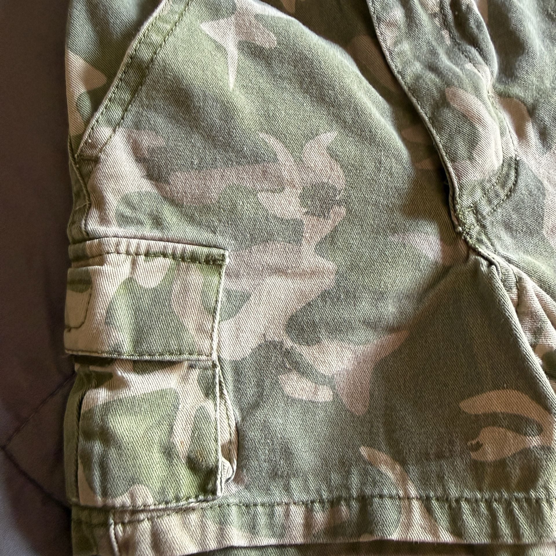Disney Pixar Toy Story Camo Cargo Shorts 12M Green Tan Cotton Pull-On 3