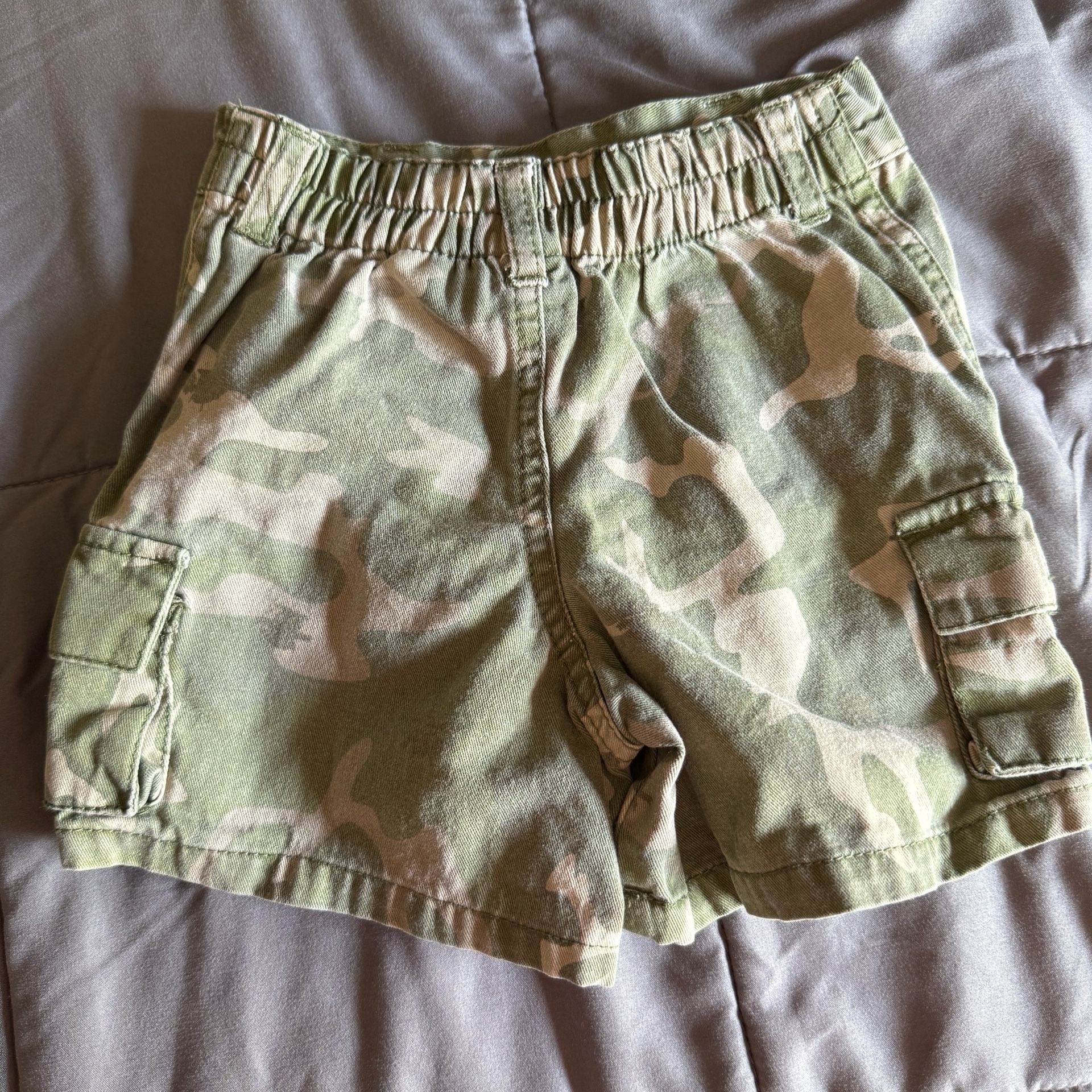 Disney Pixar Toy Story Camo Cargo Shorts 12M Green Tan Cotton Pull-On 5